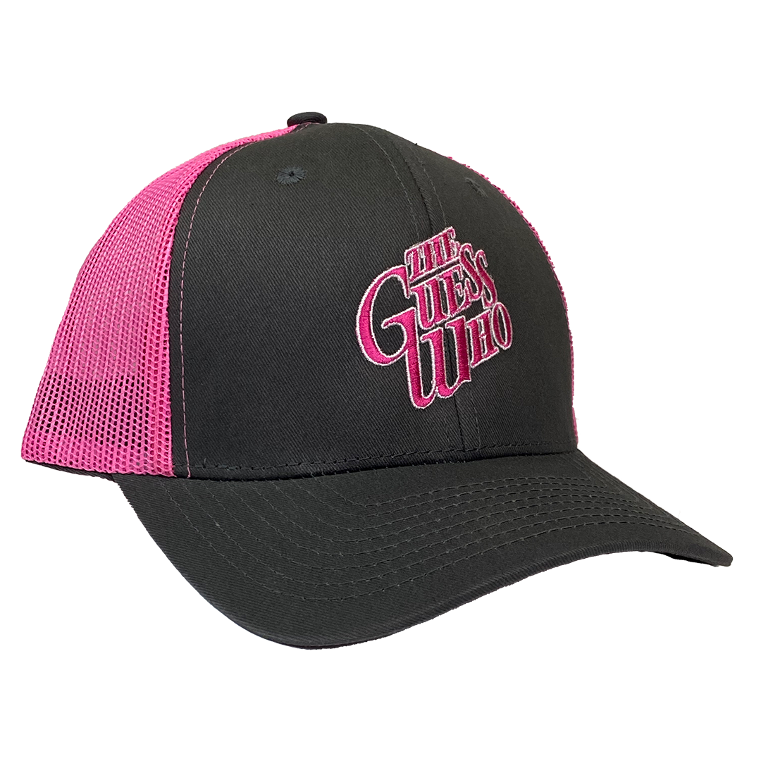 The Guess Who "Text Logo" Snapback Hat in Grey and Pink