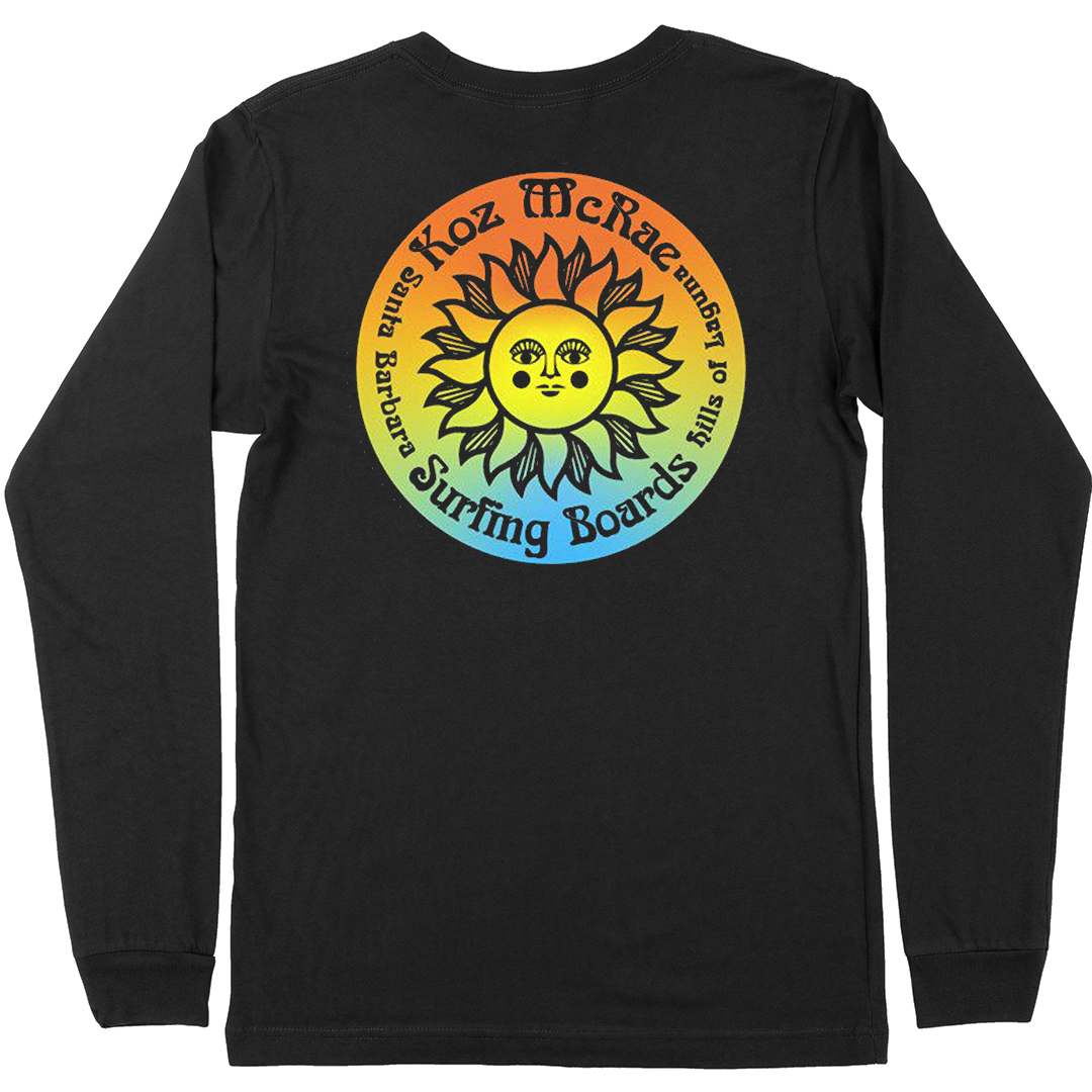 Koz McRae Surfing Boards "Gradient Sun Seal" Long Sleeve T-Shirt in Black