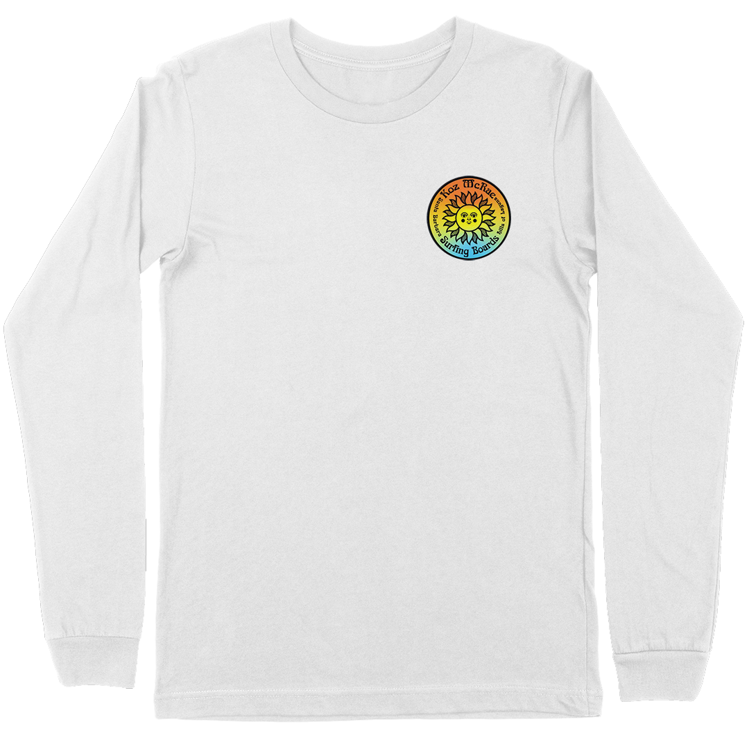 Koz McRae Surfing Boards "Gradient Sun Seal" Long Sleeve T-Shirt in White