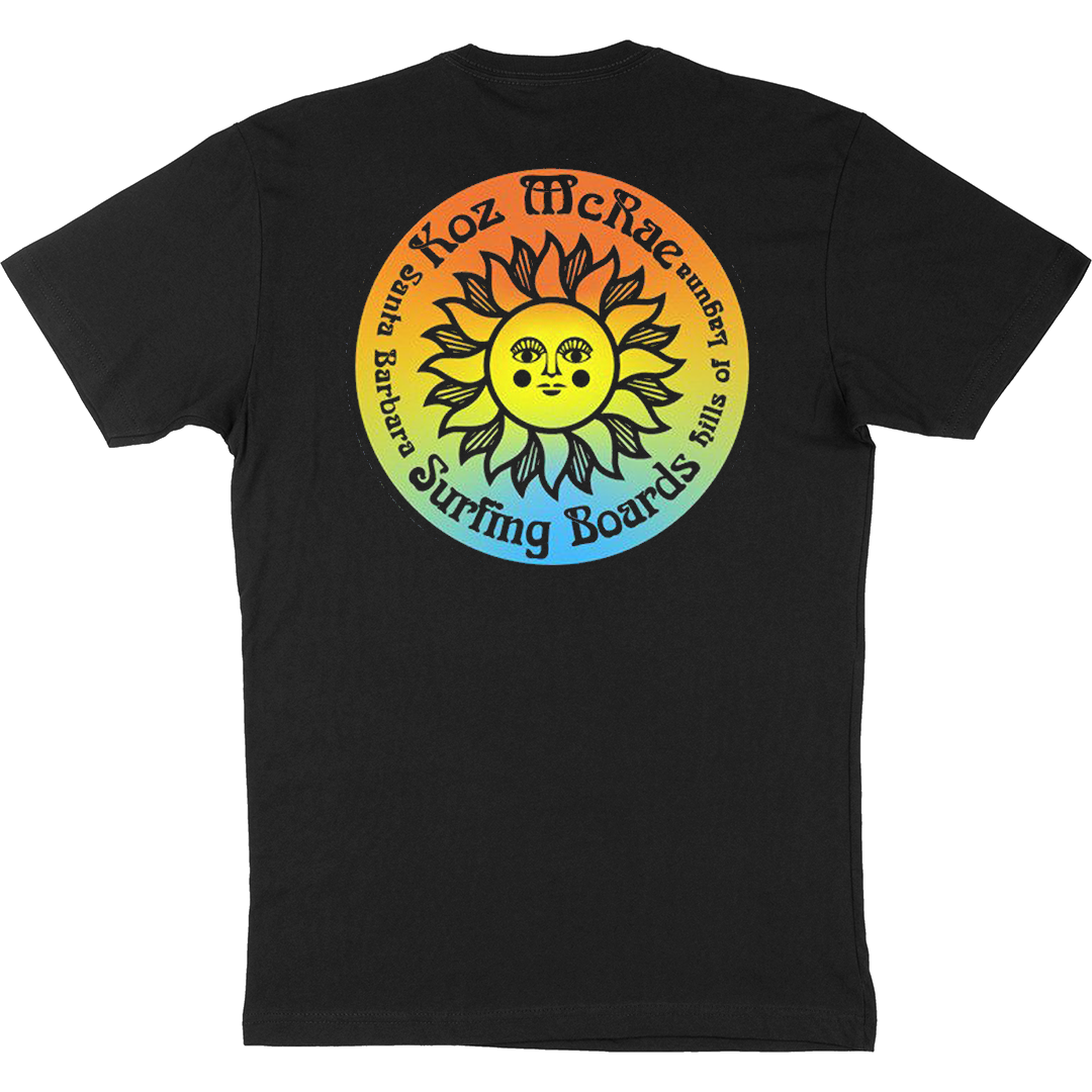 Koz McRae Surfing Boards "Gradient Sun Seal" T-Shirt in Black