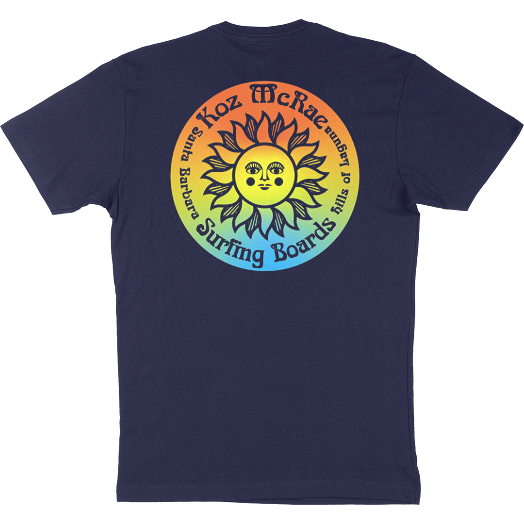 Koz McRae Surfing Boards "Gradient Sun Seal" T-Shirt in Navy