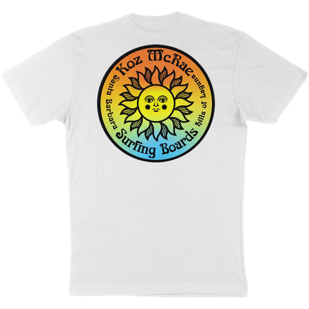 Koz McRae Surfing Boards "Gradient Sun Seal" T-Shirt in White