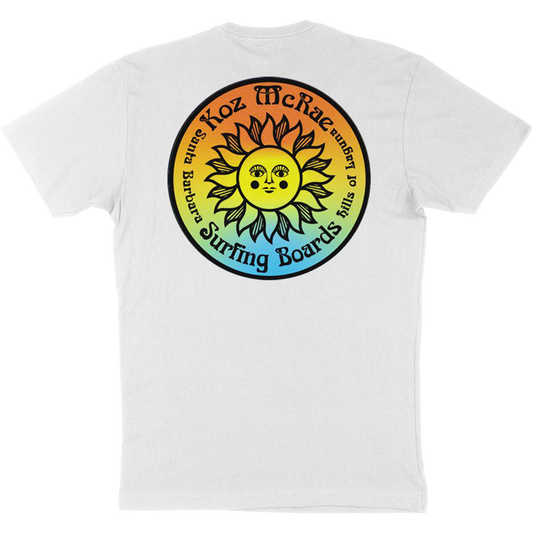 Koz McRae Surfing Boards "Gradient Sun Seal" T-Shirt in White