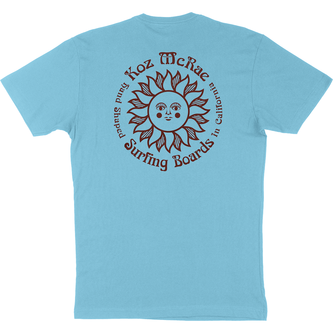 Koz McRae Surfing Boards "Cali Sun" T-Shirt in Pacific Blue