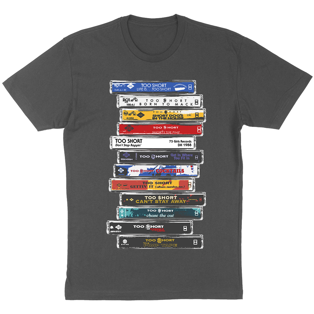Too Short "Cassette Stack" T-Shirt in Charcoal Grey