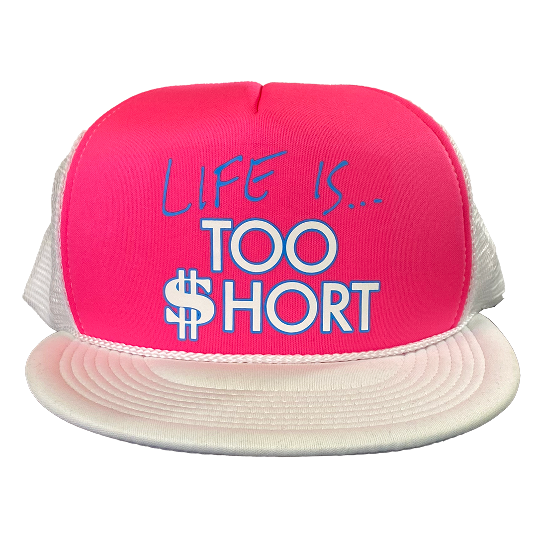 Too $hort "Life Is..." Trucker Hat in White and Pink