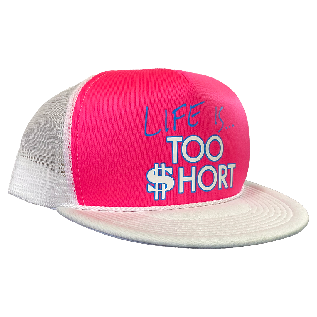 Too $hort "Life Is..." Trucker Hat in White and Pink
