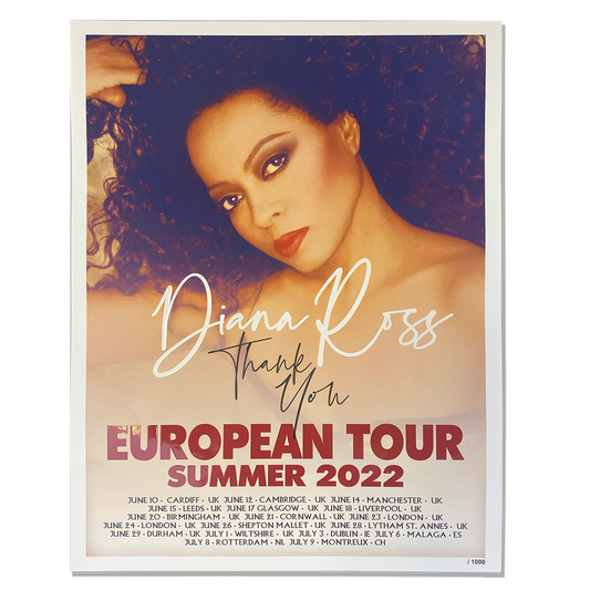 Diana Ross "Thank You" Limited Edition EUROPEAN Tour Poster in Red Print