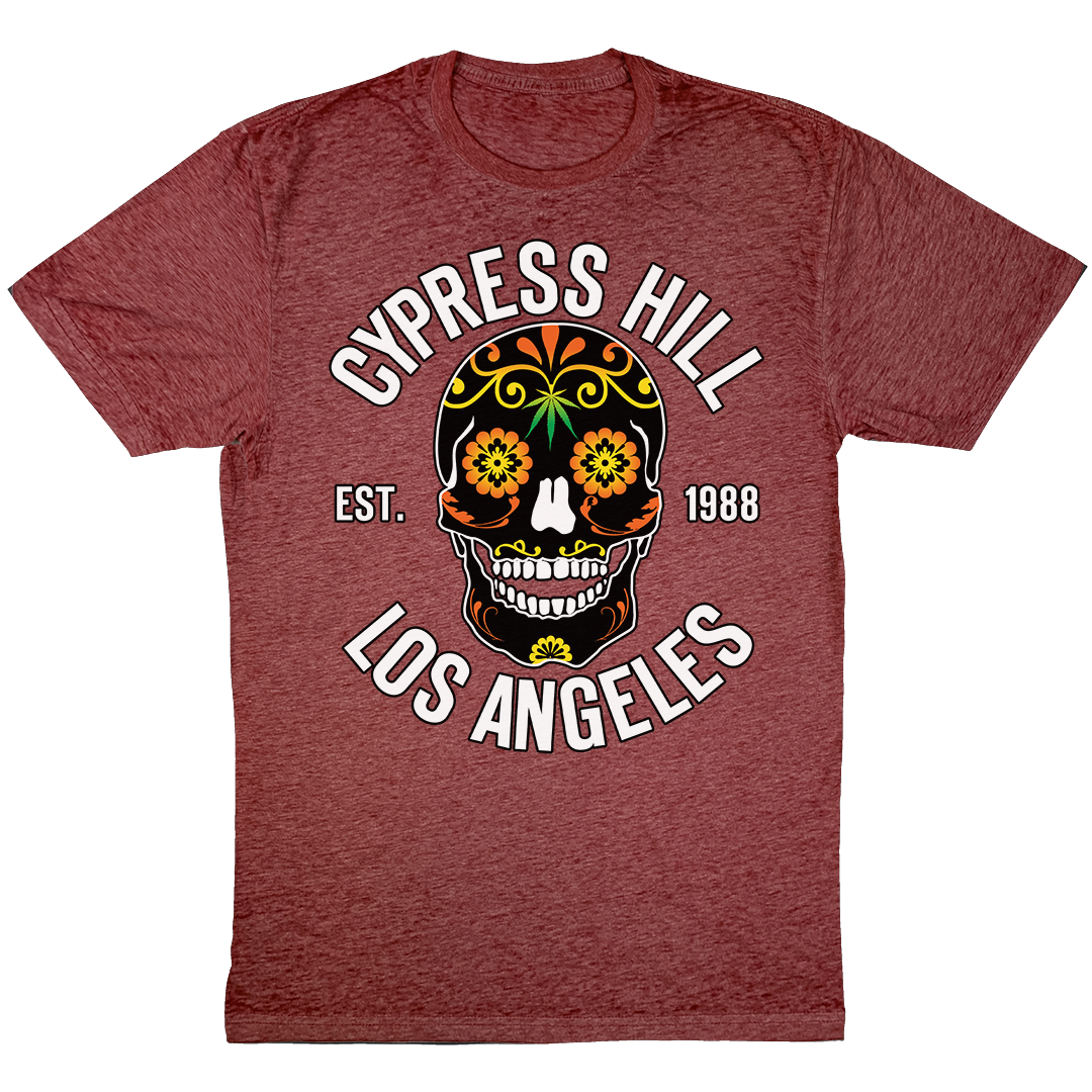 Cypress Hill "Day of the Dead V2" T-shirt in Red Heather