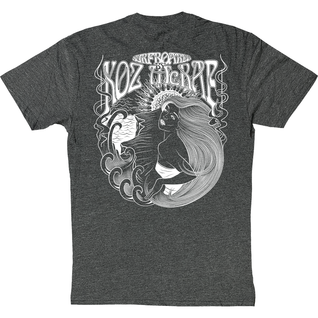 Koz McRae Surfing Boards "Lady" T-Shirt in Charcoal Grey