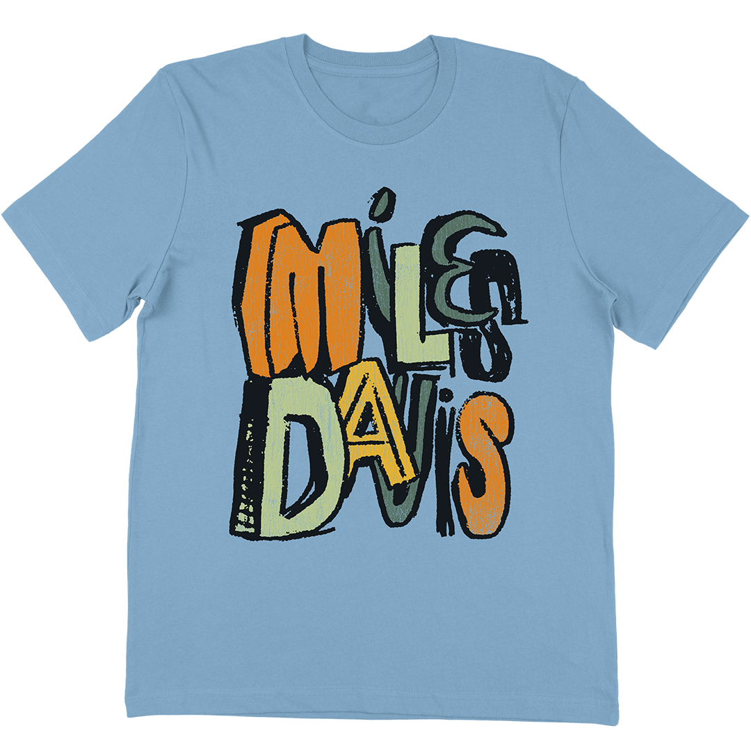 Miles Davis "Illustrated Text" T-Shirt In Light Blue