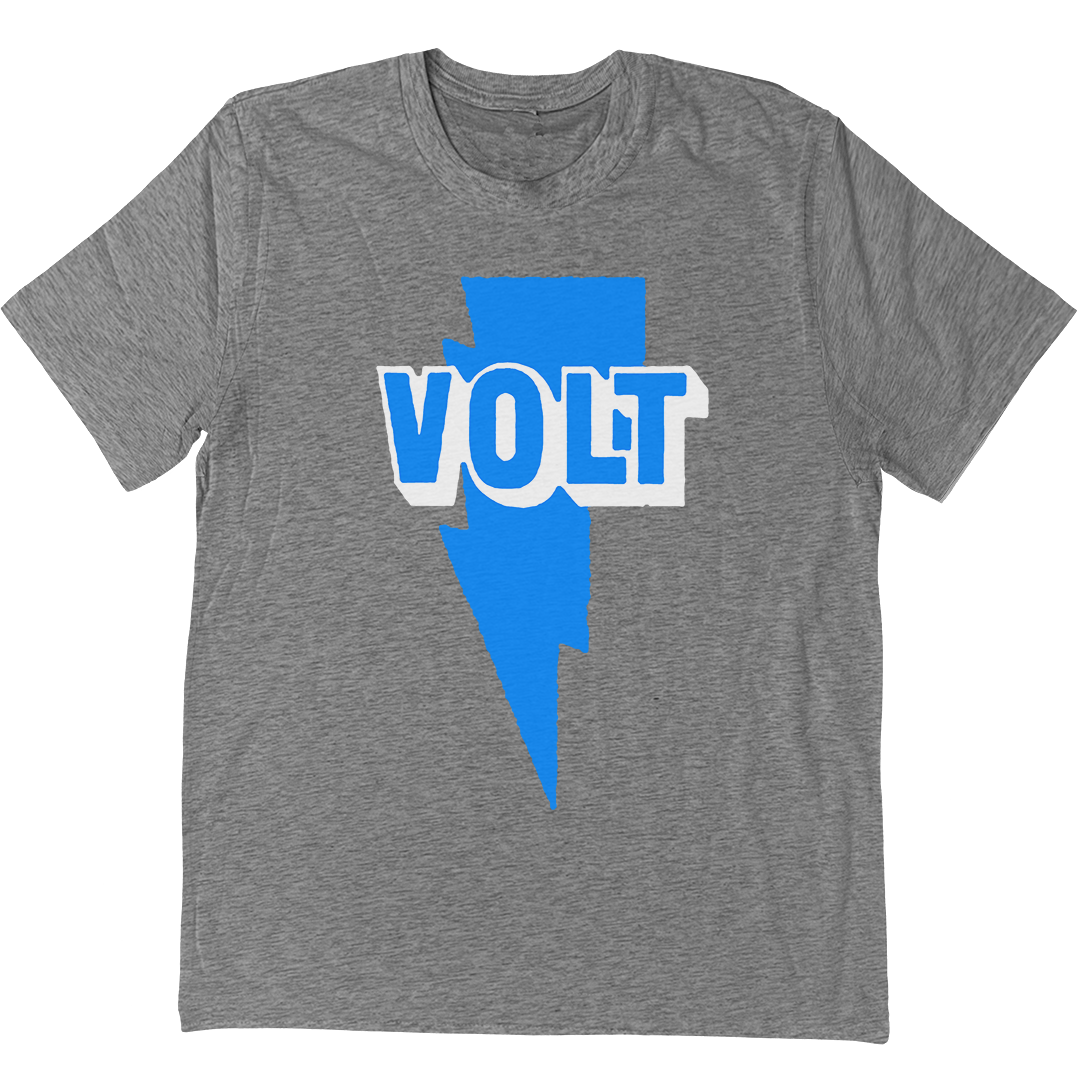 Volt Records "Light Blue Bolt" T-Shirt In Heather Grey