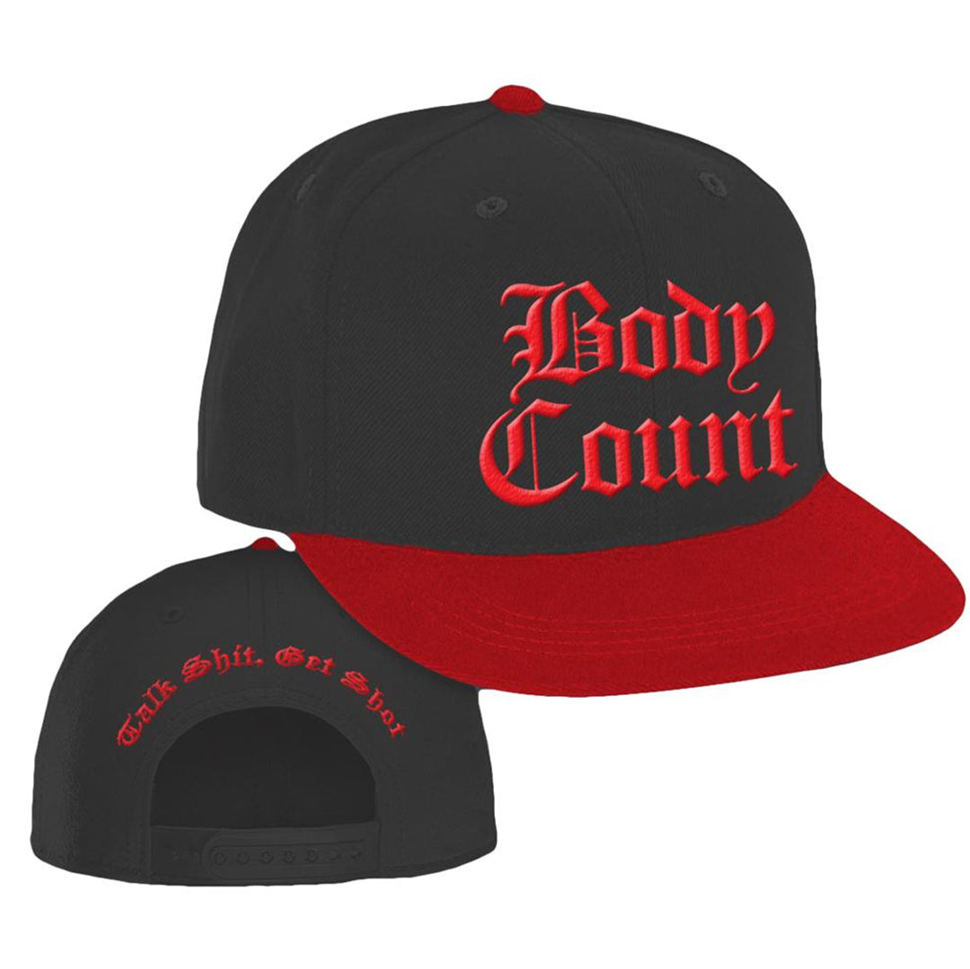 Body Count "Talk Shit" Snapback Hat in Black and Red with Red Embroidery