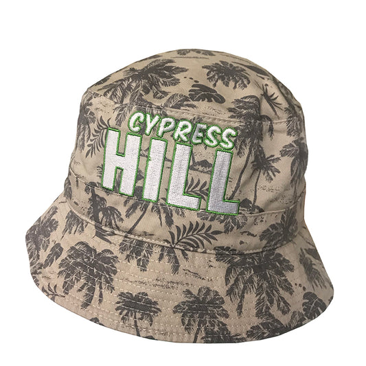 Cypress Hill "Block Logo" on a Bucket Hat with Palm Tree Pattern