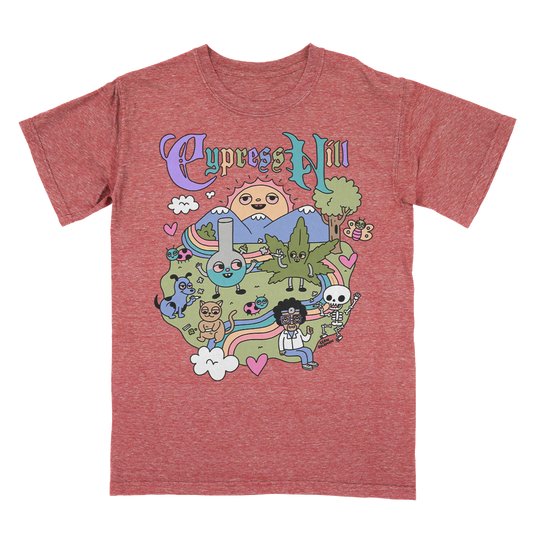Cypress Hill "Happy Time by Sean Solomon" T-Shirt in Burnout Red
