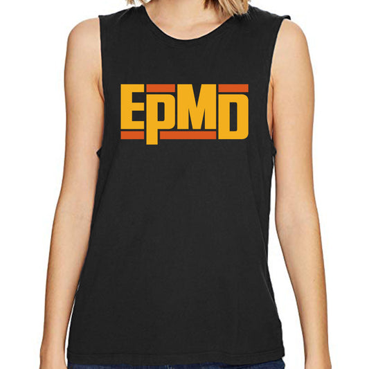 EPMD "Classic Logo" Women's Black Raw-Edge Sleeveless Tank