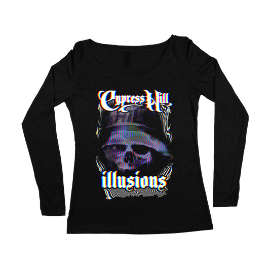 Cypress Hill  "Illusions" Women's Long Sleeve Scoop Neck T-Shirt - Black
