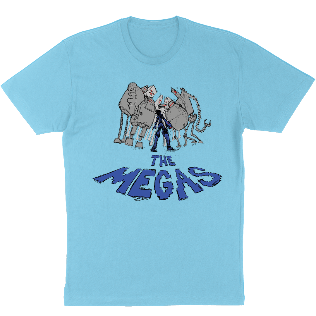 The Megas "Robots Sketch" Legacy Design T-Shirt in Blue