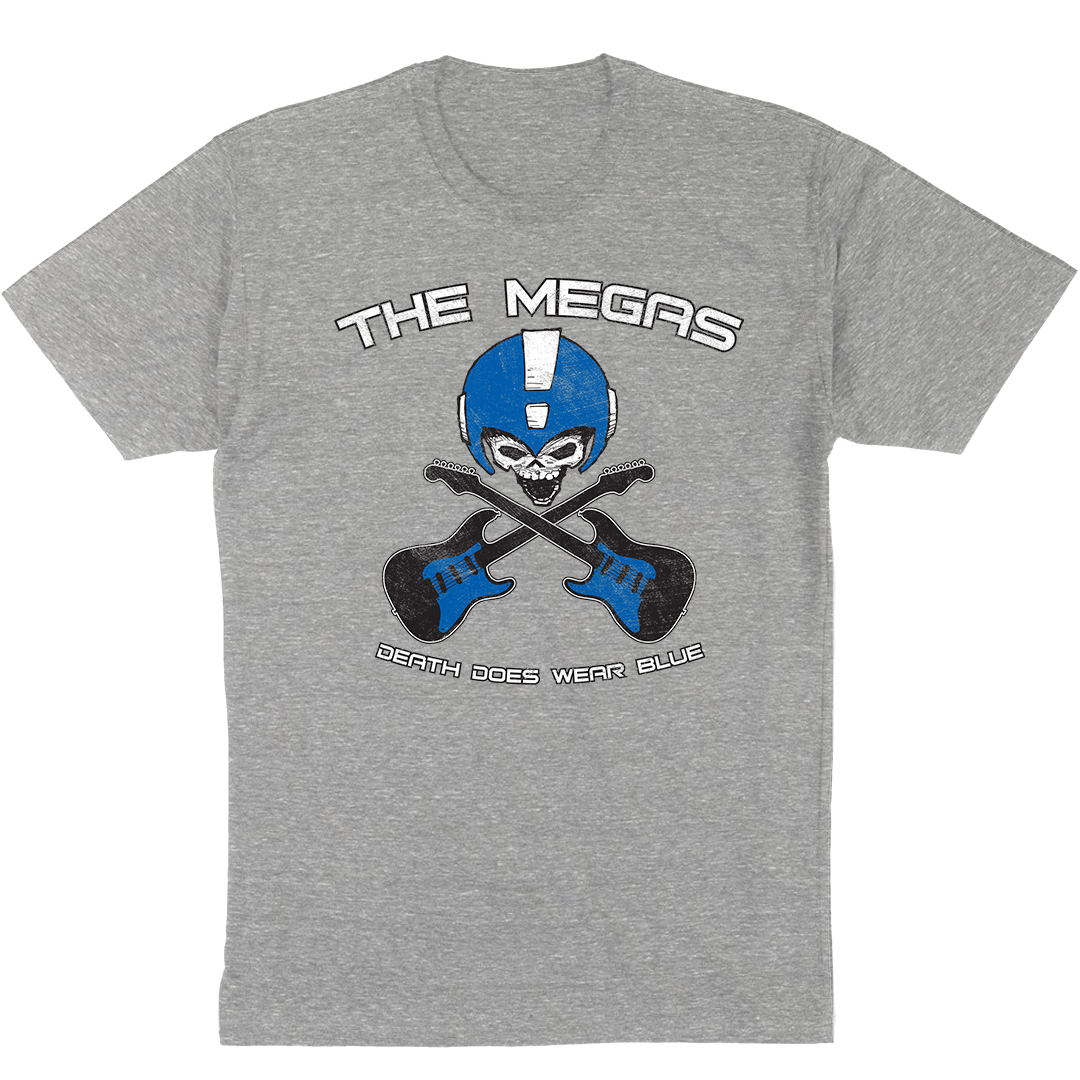 The Megas "Skull N Guitars" Legacy Design T-Shirt in Heather Grey